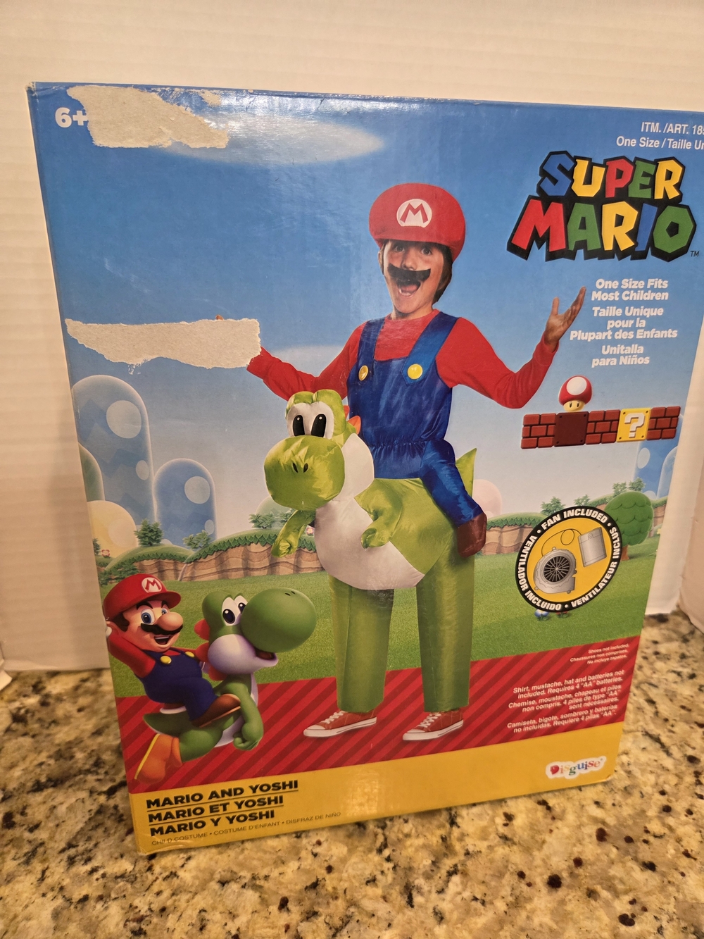 Disguise Super Mario and Yoshi Inflatable Child Costume 6+ Kids Fan Included